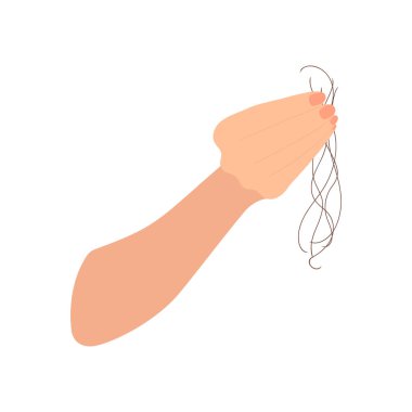 Clump of falling out hair in hand clipart