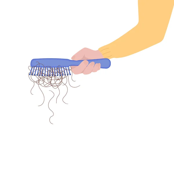 Spazzola per capelli con ciuffo di capelli cadenti — Vettoriale Stock