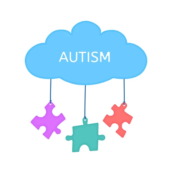 Cartaz de consciência de autismo de peças de quebra-cabeça de nuvem — Vetor de Stock