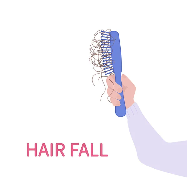 Spazzola per capelli con ciuffo di capelli cadenti — Vettoriale Stock