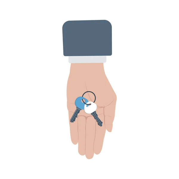 Realtor tenant ensemble de clés dans la main — Image vectorielle