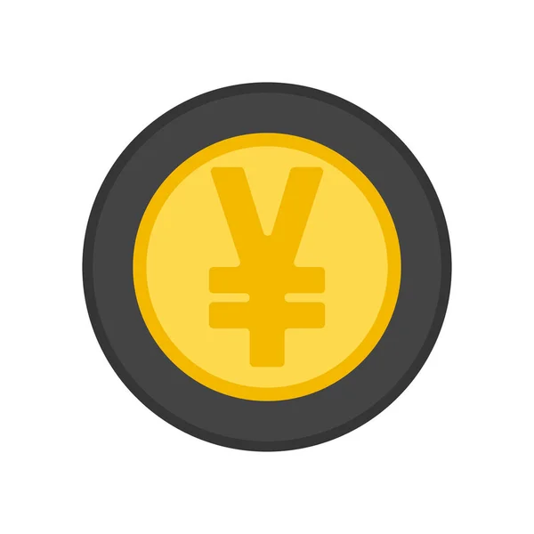 Donate yellow button with yen coin icon — Stock Vector