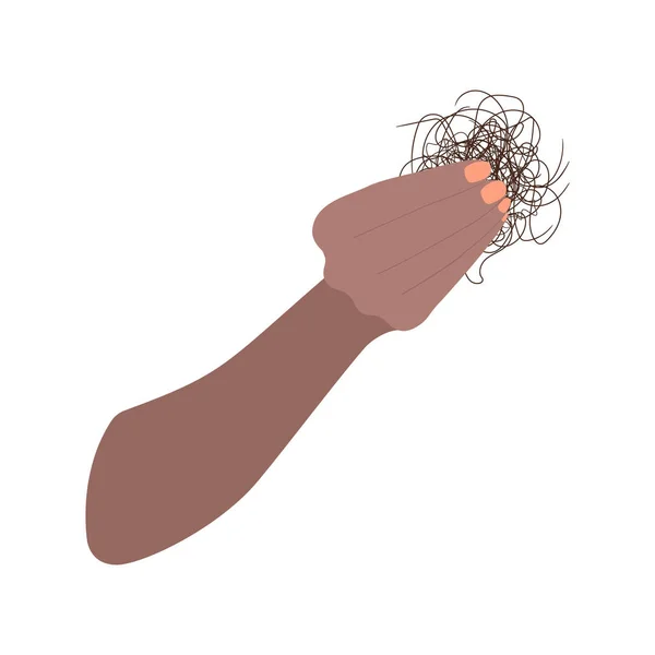 Bündel aus ausfallenden Haaren in der Hand — Stockvektor