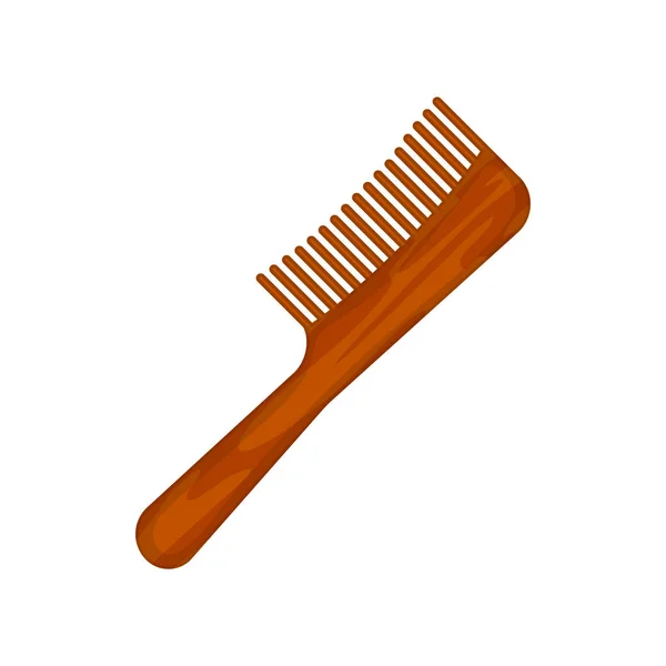 Icône Brosse Cheveux Peigne Bois Avec Poignée Pour Coiffer Démêler — Image vectorielle