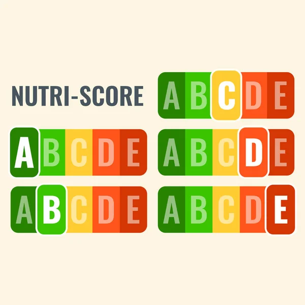 Nutri Score Nährwertkennzeichnung Ernährungsbewertungssystem Das Den Wert Von Lebensmitteln Anzeigt — Stockvektor