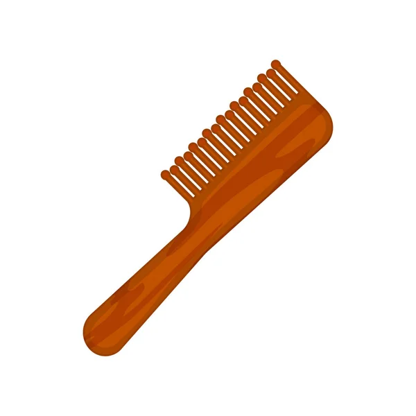 头发刷图标 带有柄的木制梳子 用于理发和理发 理发店的设备 理发师辅助工具 美丽的概念 孤立的矢量说明 — 图库矢量图片