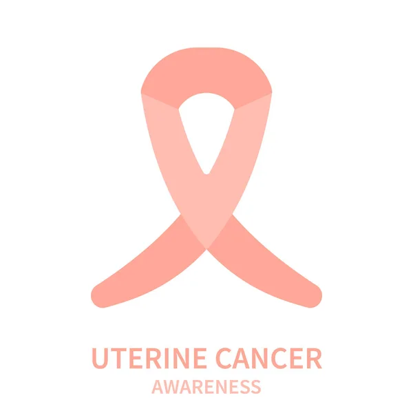 Uterine Cancer Awareness Ribbon Poster Peach Colour Bow Support Solidarity — Stockvector