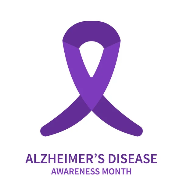 Alzheimer Disease Awareness Ribbon Poster Purple Bow Support Solidarity Day — Archivo Imágenes Vectoriales