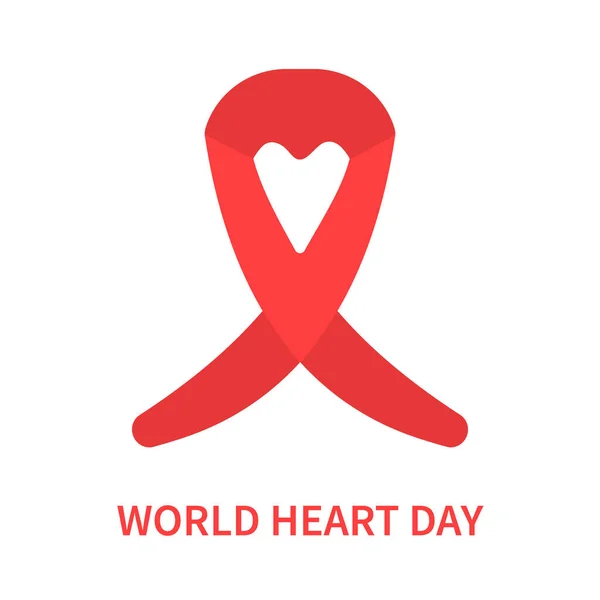 World Heart Day Awareness Ribbon Poster Red Bow Support Solidarity — Stock Vector