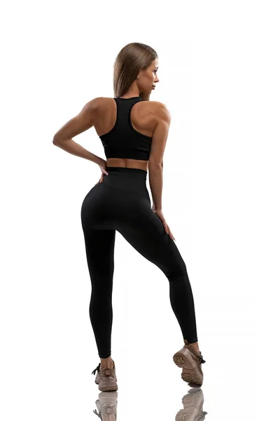 Estética Corpo Feminino Saudável Apto Aptidão Ioga Sportswear Básico Motivação — Fotografia de Stock