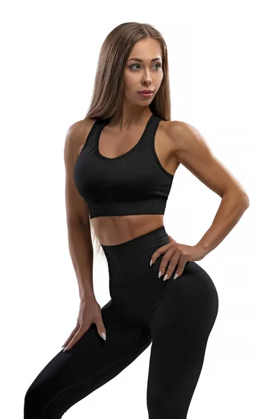 Aesthetics Healthy Fit Female Body Yoga Fitness Basic Sportswear Motivation — Stok fotoğraf