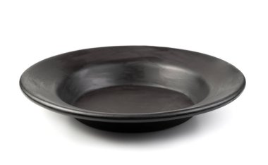 Beyaz arka planda izole edilmiş eski siyah plaka. Yan görünüm.