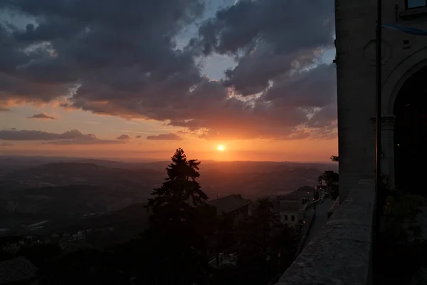 Bellissimo Panorama Dalla Cima Del Monte Titano Sanmarino Con Vista — Foto Stock