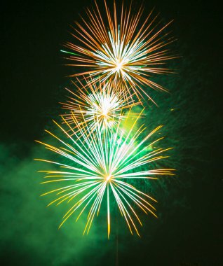 Kara gökyüzünde güzel havai fişekler. Yüksek kalite fotoğraf