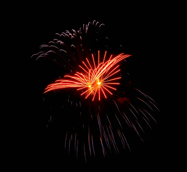Schönes Feuerwerk Schwarzen Himmel Hochwertiges Foto — Stockfoto
