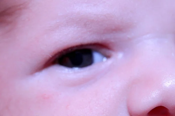 Newborn Baby Detail Eyes Face High Quality Photo — Stock Photo, Image