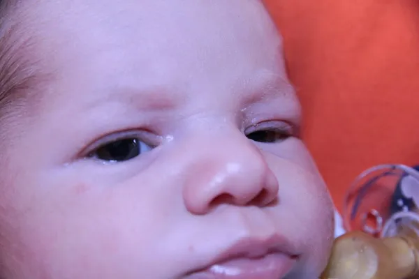Detalhe Bebê Recém Nascido Olhos Rosto Foto Alta Qualidade — Fotografia de Stock