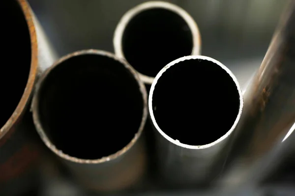 Iron Pipes Arranged Warehouse High Quality Photo — Stock Photo, Image