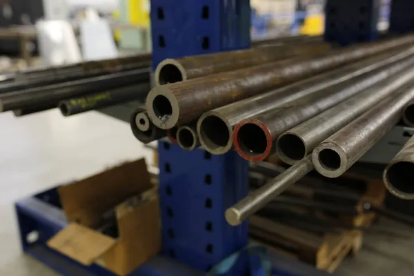 Iron Pipes Arranged Warehouse High Quality Photo — Stock Photo, Image