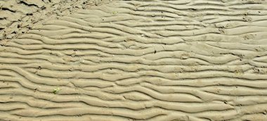 Dalgalar kumların üzerinde çekildiğinde kumdaki dalgalar. Yüksek kalite fotoğraf