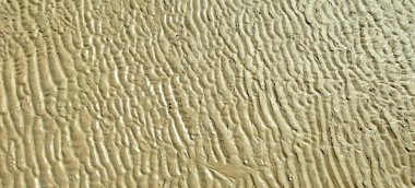Dalgalar kumların üzerinde çekildiğinde kumdaki dalgalar. Yüksek kalite fotoğraf