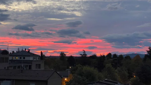 Bibbiano Reggio Emilia Schöner Panoramischer Sonnenaufgang Über Der Stadt — Stockfoto