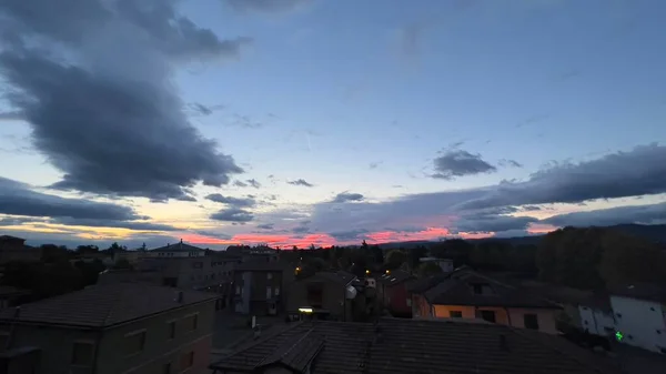 Bibbiano Reggio Emilia Schöner Panoramischer Sonnenaufgang Über Der Stadt — Stockfoto