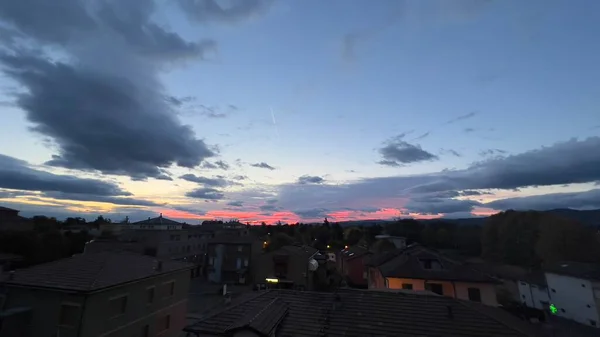Bibbiano Reggio Emilia Schöner Panoramischer Sonnenaufgang Über Der Stadt — Stockfoto
