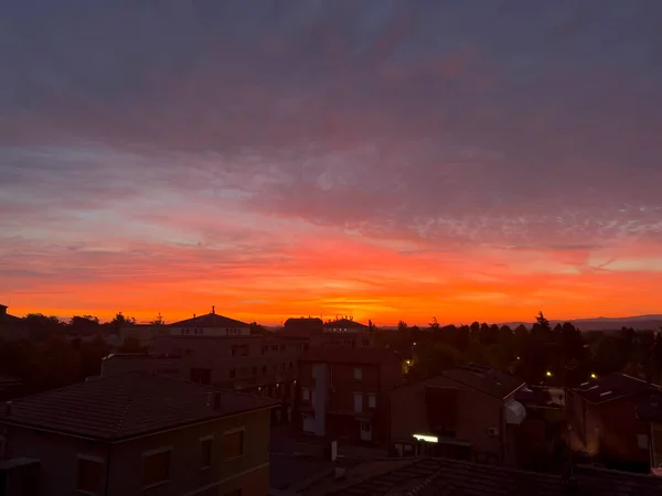 Bibbiano Regjo Emilia Красивий Панорамний Схід Сонця Над Містом — стокове фото
