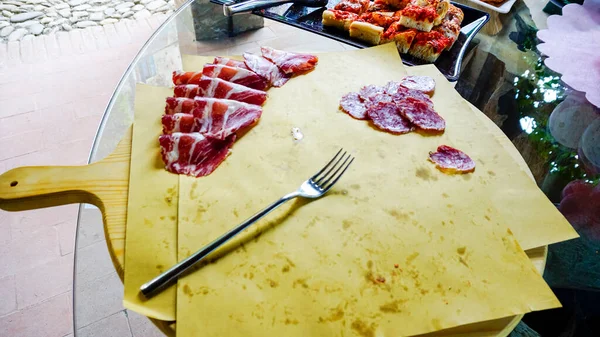 Taca Zdrowia Deski Typowy Włoski Emilian Parma Reggio Emilia Ham — Zdjęcie stockowe