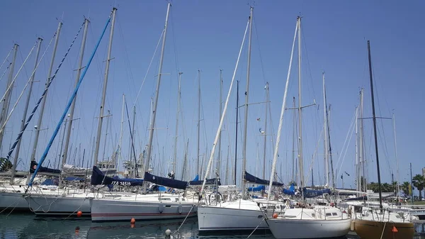 Haven Van Palermo Boten Ligplaats Zonnige Dag Hoge Kwaliteit Foto — Stockfoto