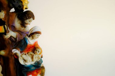 Hristiyanlık heykeli İsa, Meryem Ana ve Aziz Joseph ile birlikte. Yüksek kalite fotoğraf