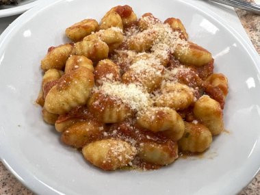  Domates soslu patates gnocchi. Yüksek kalite fotoğraf
