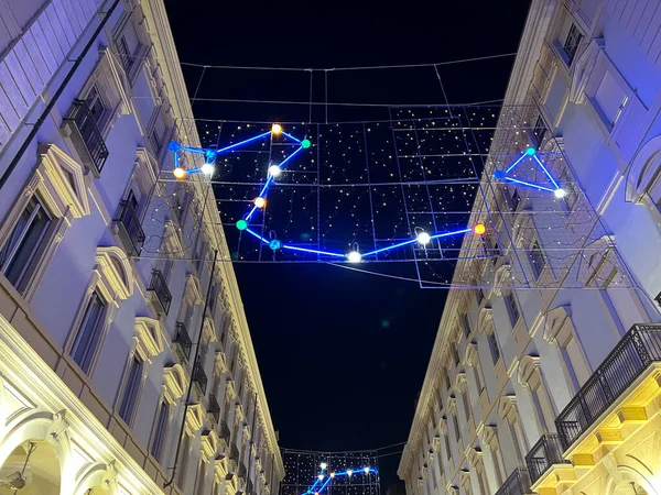 Turin Christmas Lighting Themed Constellations Main Street High Quality Photo — Stock Photo, Image