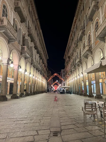 Torino Noel Işıklandırması Ana Caddede Yüksek Kalite Fotoğraf — Stok fotoğraf