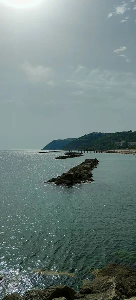 Muelle Cattolica Cerca Riccione Con Parto Mar Mediterráneo Foto Alta — Foto de Stock