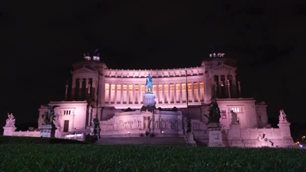 Altaar Van Het Victoriaanse Vaderland Patria Rome Time Night Lapse — Stockvideo