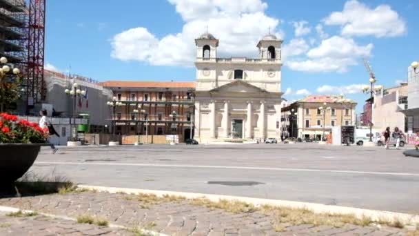 Aquila Italy 2016 Overview Main Square City Years Earthquake Destroyed — Vídeo de stock