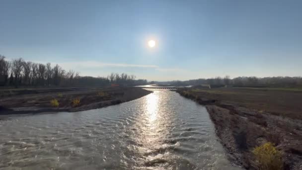 Panorama Des Flusses Enza Montecchio Emilia Reggio Emilia Italien — Stockvideo