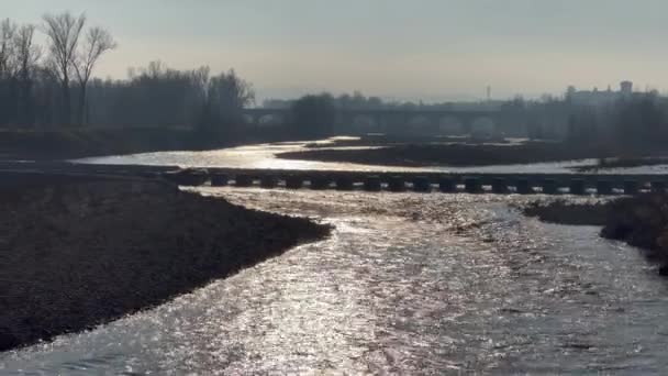 Panorama Sur Rivière Enza Montecchio Emilia Reggio Emilia Italie — Video