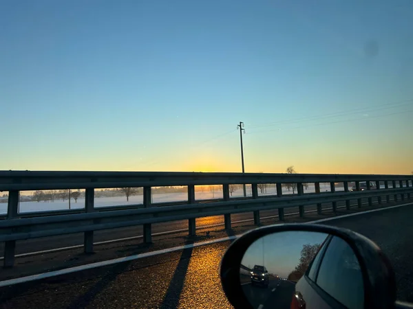 Motorväg Resa Solnedgång Bakgrunden Italien Högkvalitativt Foto — Stockfoto