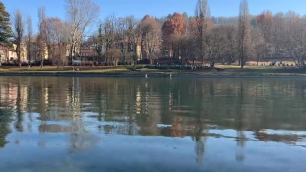 Landschaft Über Dem Turin Vom Valentino Park Turin Italien Aus — Stockvideo