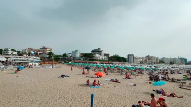 Cattolica Rimini Strand Panorama Van Adriatische Kust Van Romagna — Stockvideo
