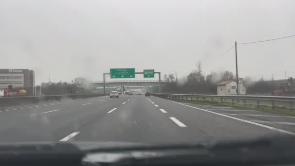 Nevadas Carretera Italiana Desde Compartimento Pasajeros — Vídeo de stock