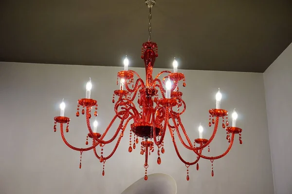 Beautiful Red Glass Chandelier Pendants High Quality Photo — Stock Photo, Image