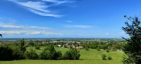 Panorama Quattro Castella Reggio Emilia Green Hills Sunny Day High — Fotografia de Stock