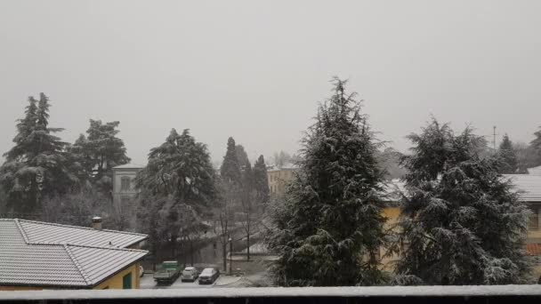 Bibbiano Reggio Emilia Snowfall Roofs Town — 图库视频影像