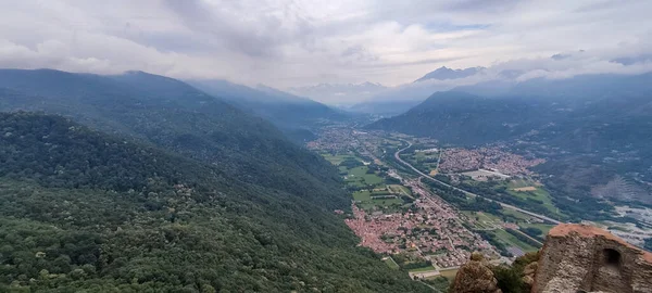 Sacra San Michele Turin Panoramic View Surrounding Plains High Quality — Stock fotografie