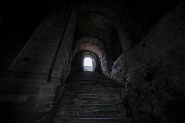 Sacra di San Michele in Turin view of the internal staircase. High quality photo