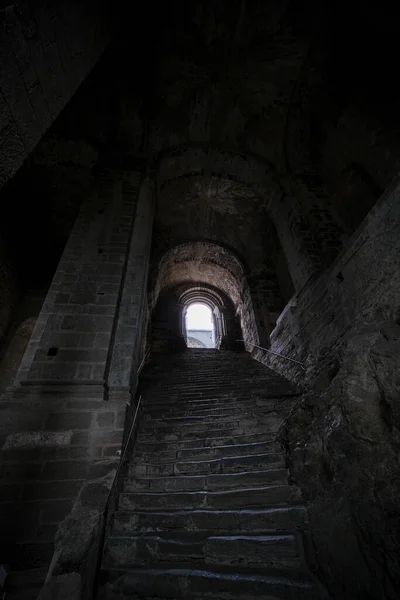 Sacra San Michele Turín Vista Escalera Interior Foto Alta Calidad — Foto de Stock